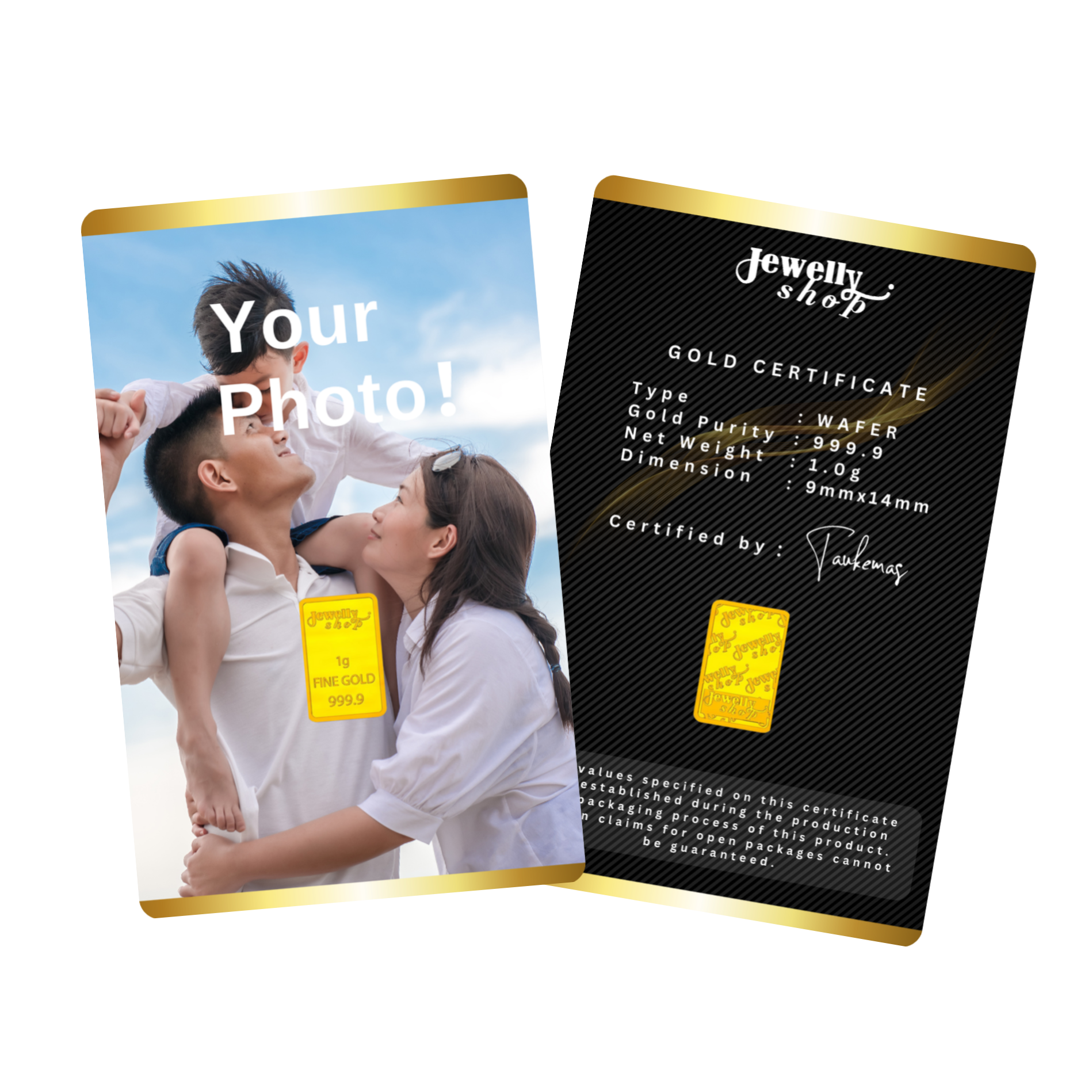 Customize Gold Card 1g (your own photo)