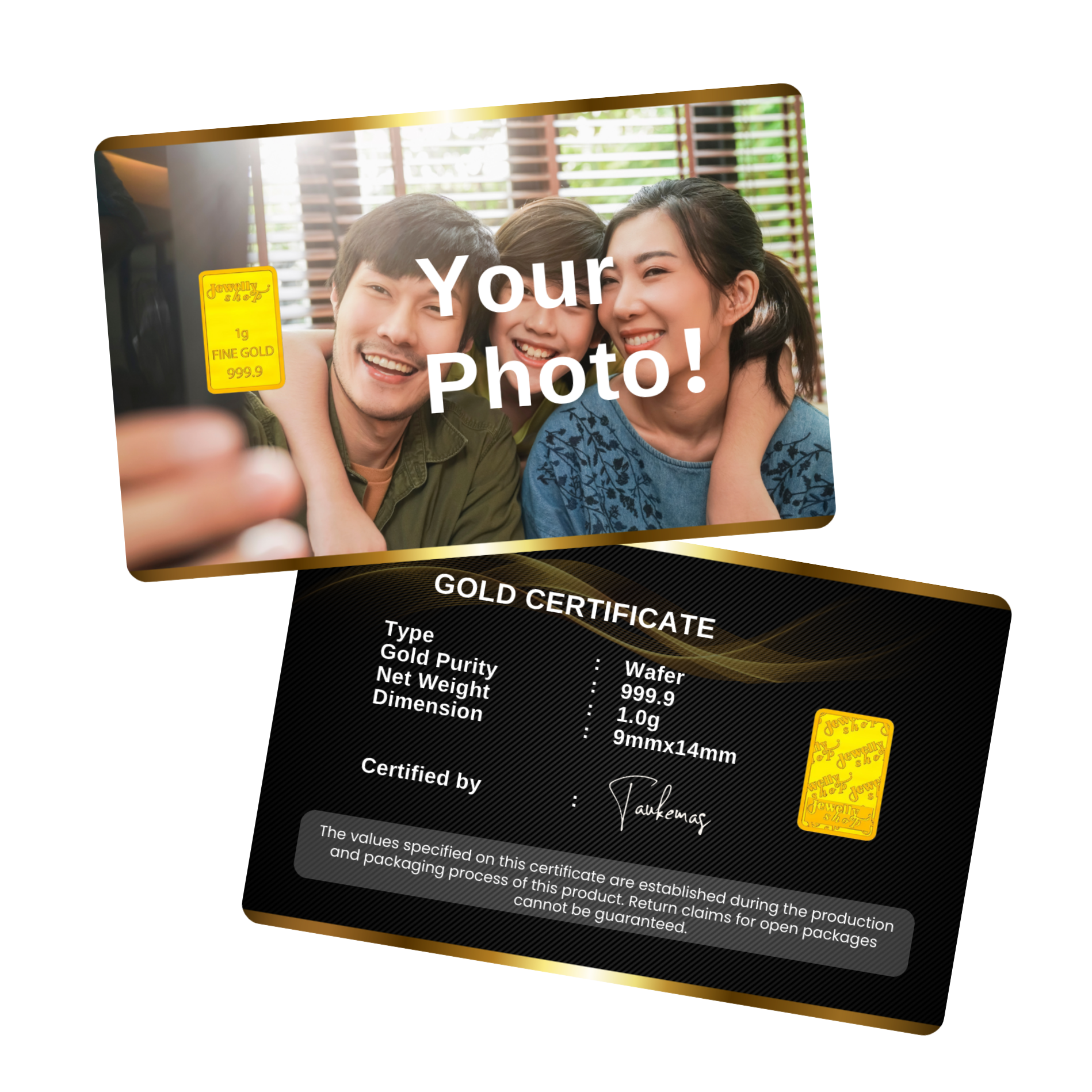 Customize Gold Card 1g (your own photo)